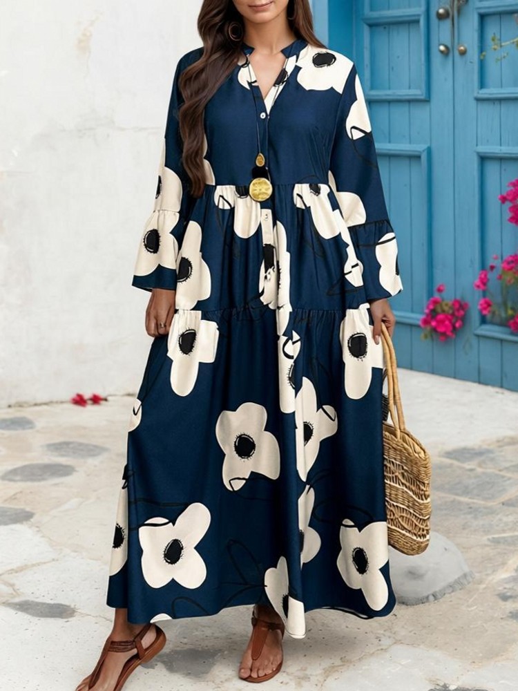XL-4XL Plus Size Clothes Dress - Midi Skirt Floral 评论和价格