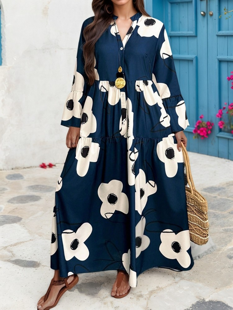 XL-4XL Plus Size Clothes Dress - Midi Skirt Floral 评论和价格